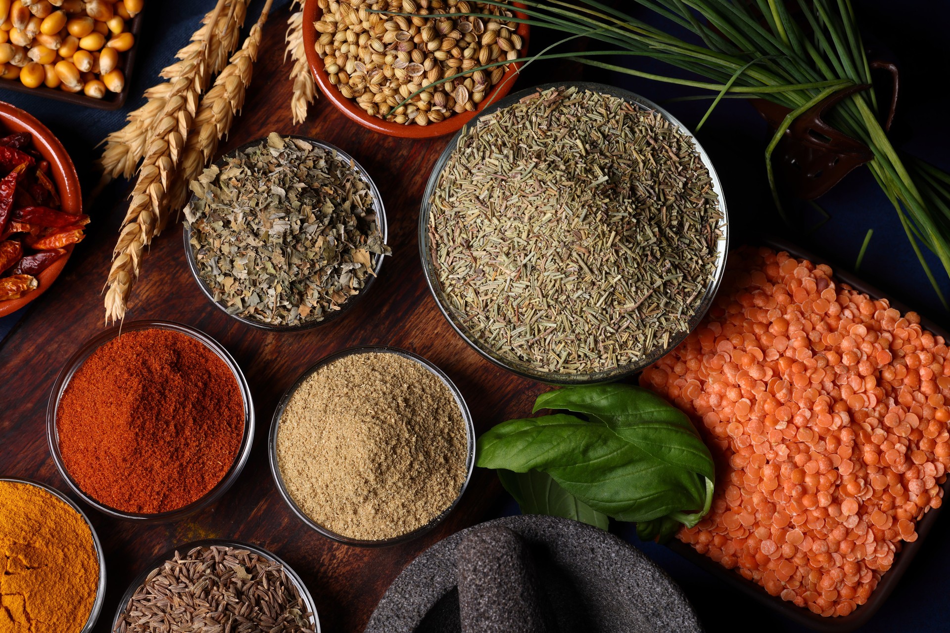 Herbs and Spices including Deghie Mirch and Pan Mukhwas with Chana Dal